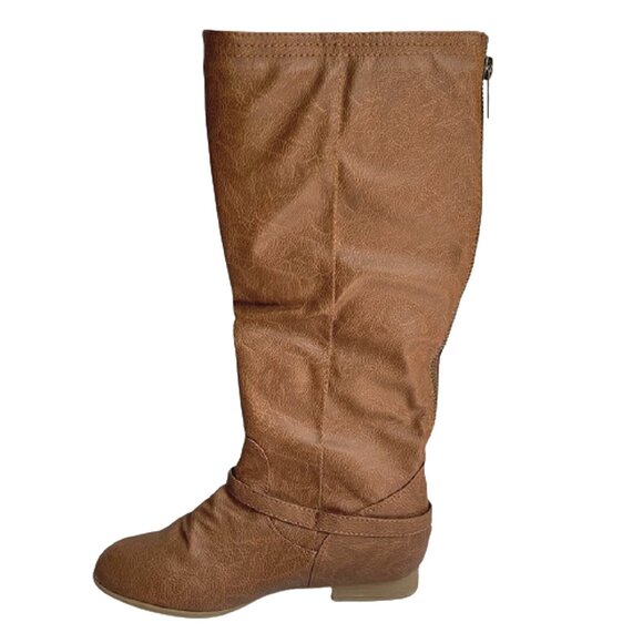 Faux Leather Buckle Detail Knee-High Equestrian-Inspired Fashion Riding Boots - Picture 6 of 8